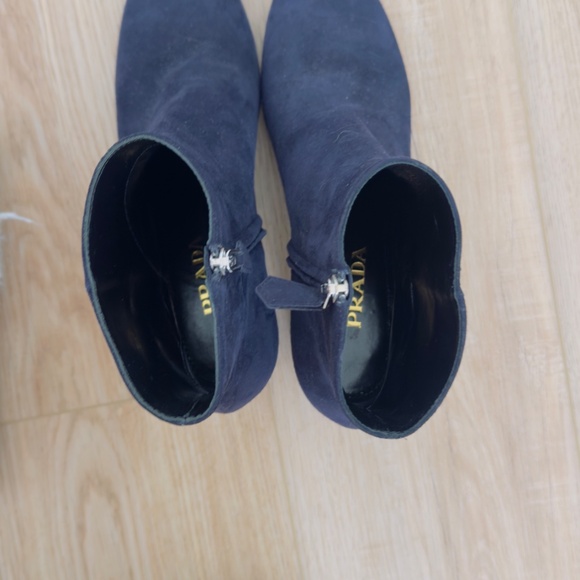 Navy Suede Prada Ankle Boots Size 8 - Picture 6 of 7